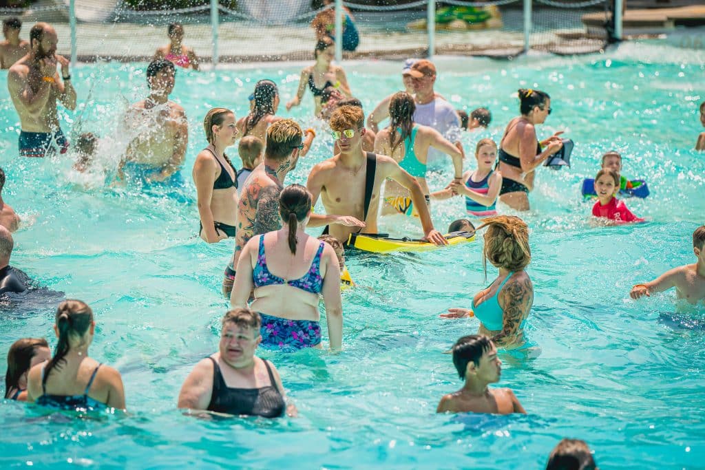 piscine à vague, bleu, famille, parc aquatique