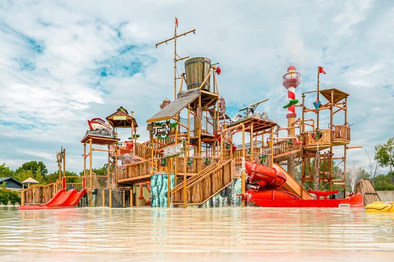 module, jeu, parc aquatique, glissade