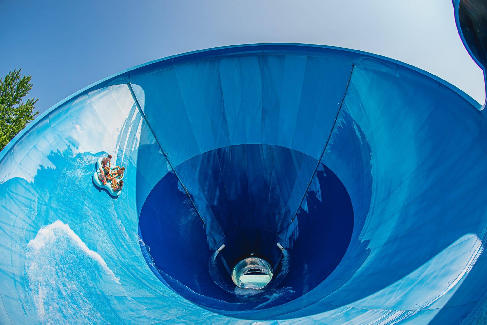 glissade d'eau, bleu, plaisir