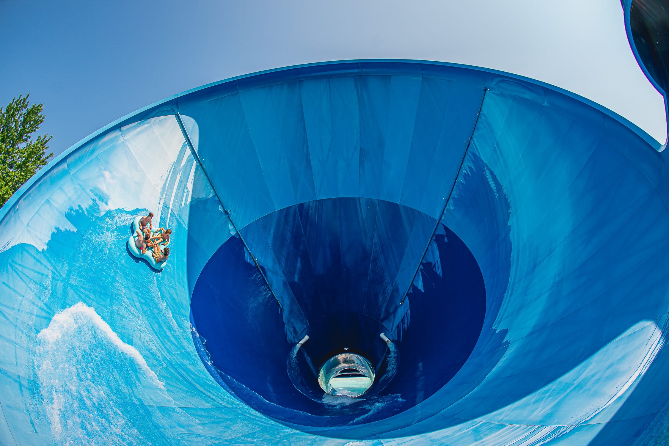 glissade d'eau, bleu, plaisir