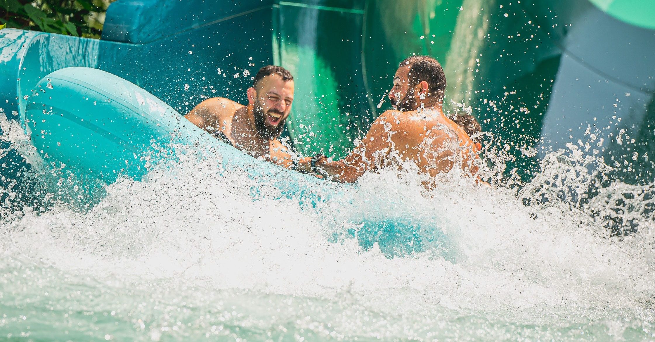 glissade d'eau, parc aquatique, tube, plaisir, homme, turquoise